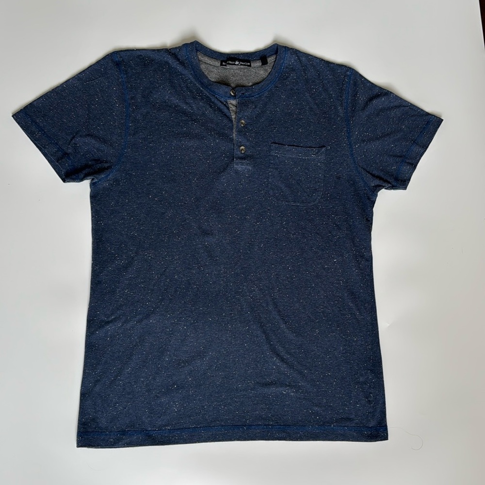 Beverly Hills Polo Club Men’s Boy’s Henley short Sleeve Textured Navy White